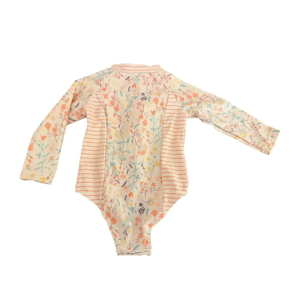 Jessica Simpson Baby Girls‎ Floral Striped Long Sleeve Swimsuit Rash Guard 12M